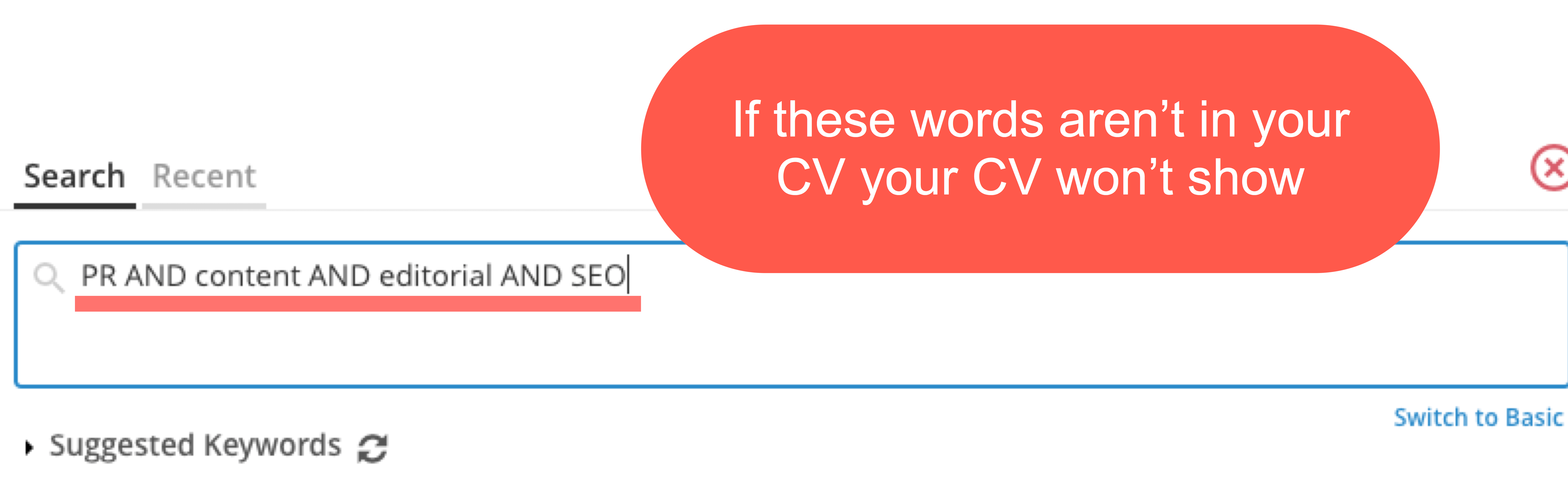 image showing a boolean CV search