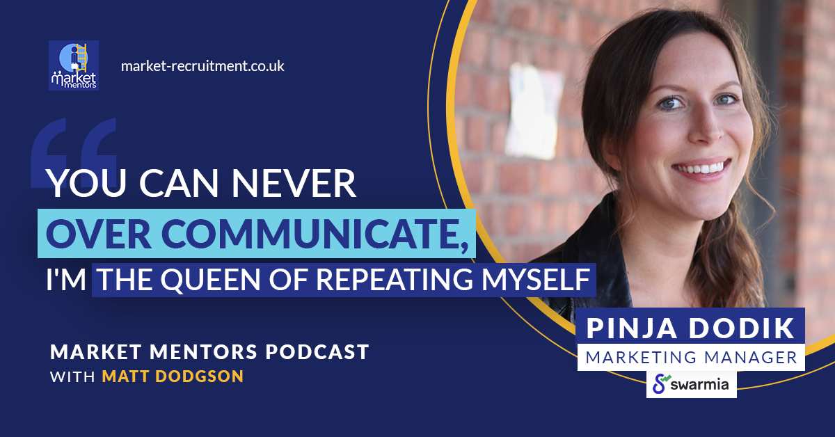 pinja dodik talking about being the first marketer on the market mentors podcast